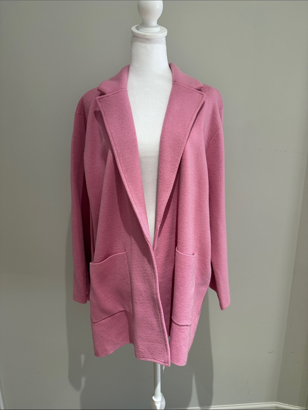 J Crew Sweater Blazer Open Front Pink Knit Cardigan Jacket 2X